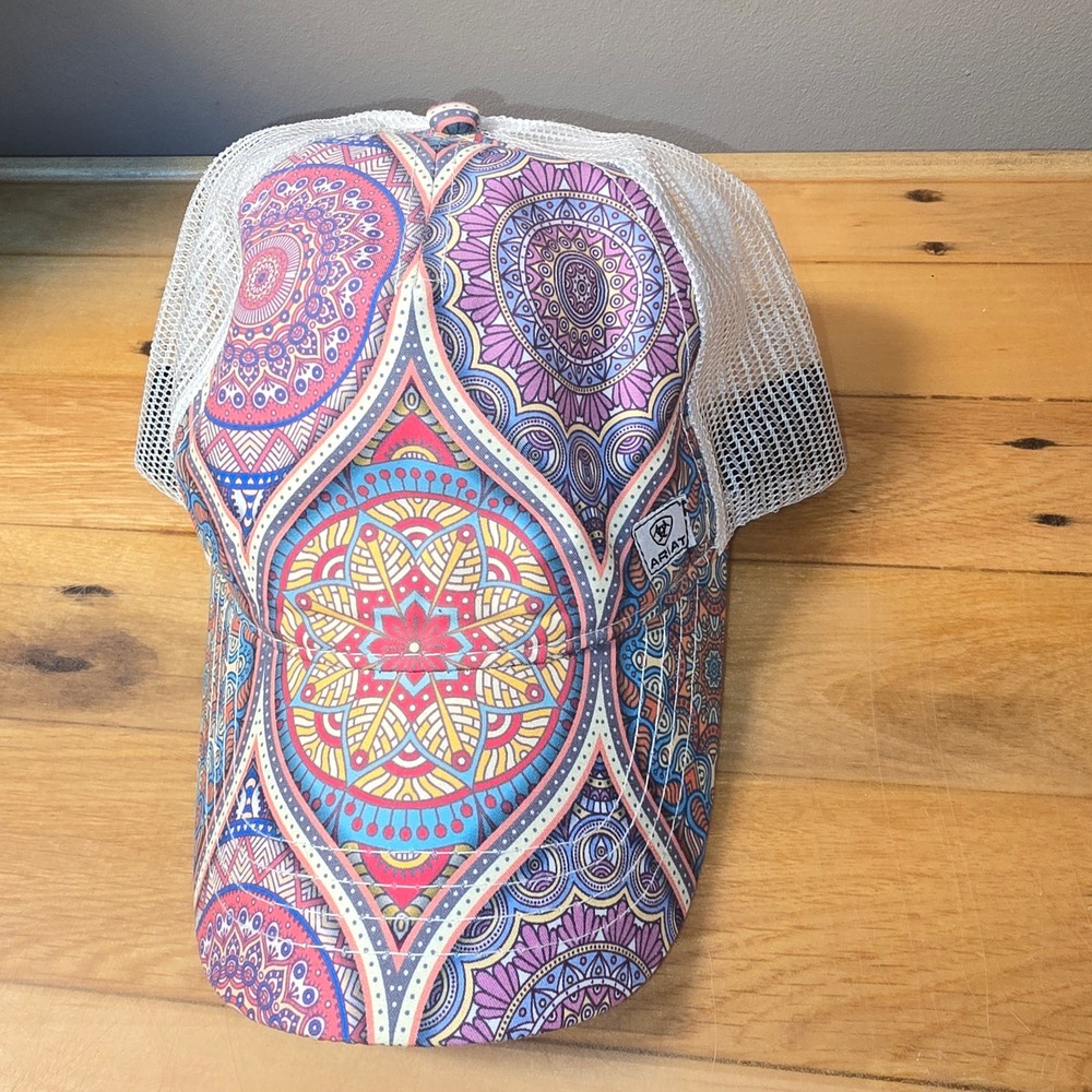 Ariat Womens Mandala Print Trucker Hat Multi-Color Mesh Snapback Baseball Cap - Picture 7 of 7